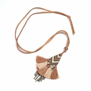 Tassel Necklace Leather String Brand New